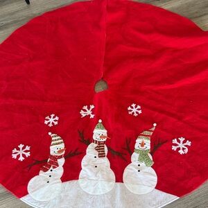 Festive Snowman Red Tree Skirt